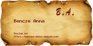 Bencze Anna névjegykártya