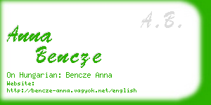 anna bencze business card